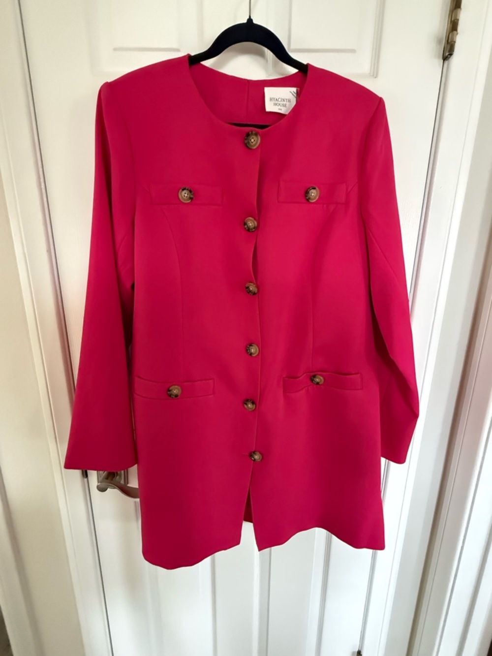 Women's Pink Long Button Jacket
